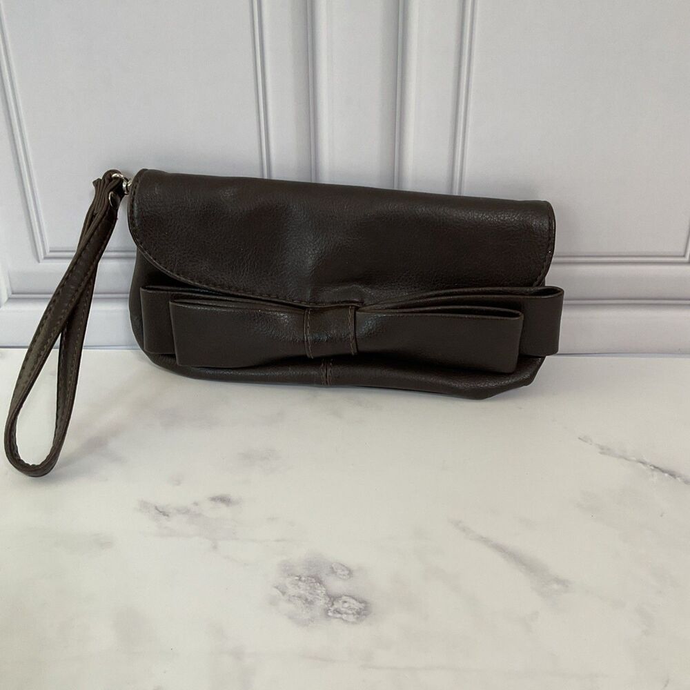 Aldo brown Leather Bow Clutch. Get condition